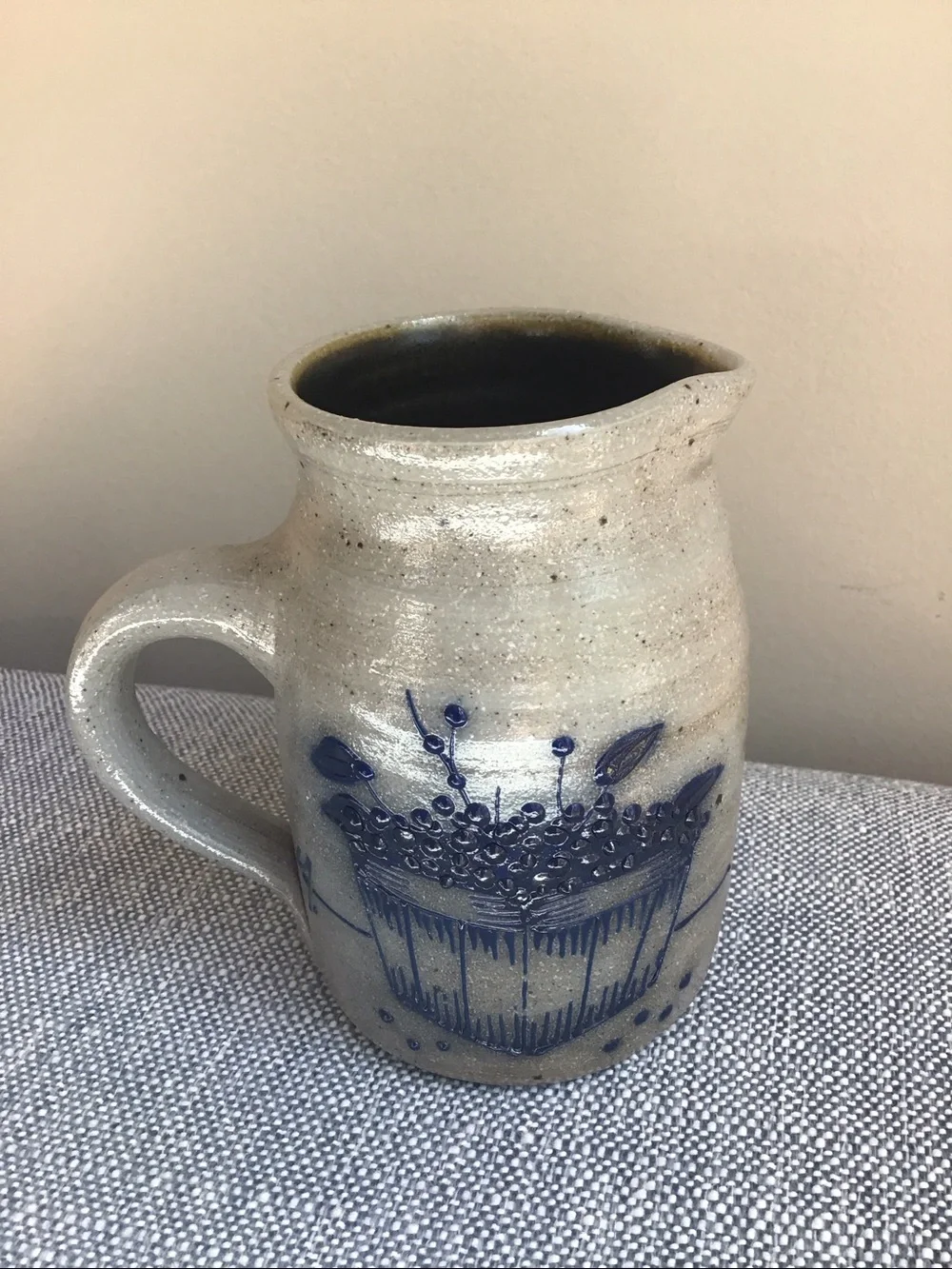 Salmon Falls 1993 Blueberry Basket Pottery Salt Glaze Stoneware Pitcher Handmade